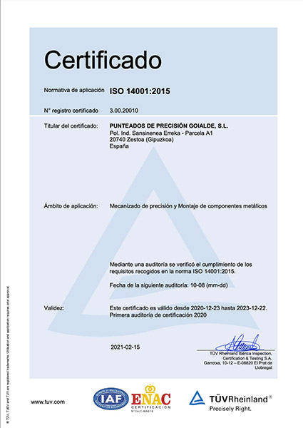 Certificado ISO 14001