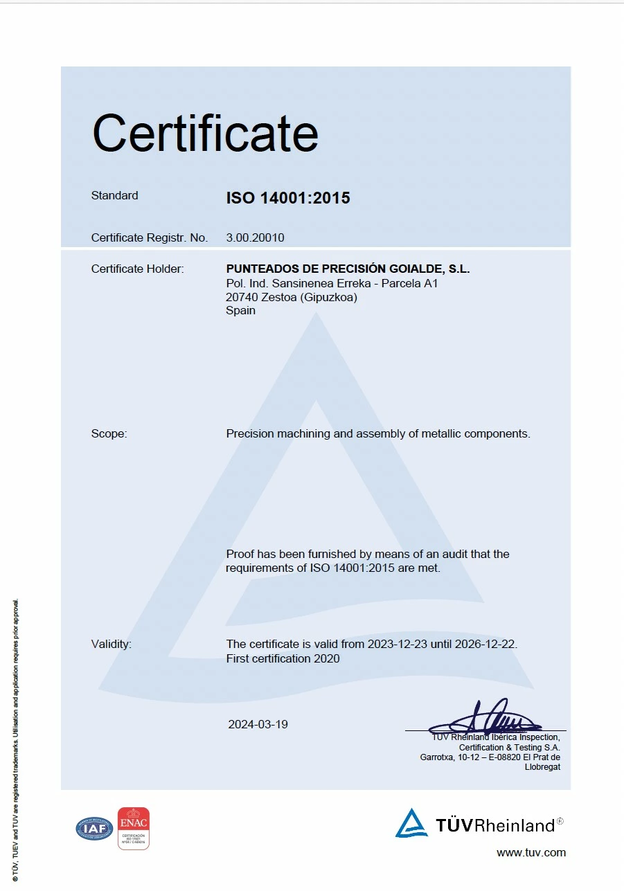 Certificado ISO 14001